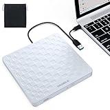 ORIGBELIE External CD DVD Drive for Laptop, USB 3.0 Type-C Ultra Slim 13mm DVD Player Portable CD DVD +/-RW Drive CD Burner Reader Writer Recorder for Desktop PC Windows 11/10/8/7 Linux Mac OS (White)
