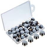 Deekin 30 Pieces Billiard Pool Cues Sticks Screw on Tip 12/13 mm Nylon Ferrules Replacement Billiard Screw in Cue Tips Pool Sticks Accessories(Gray)