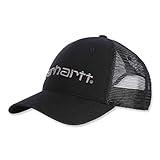 Carhartt Men's Canvas Mesh-Back Logo Graphic Cap, Black, OS