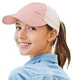 Sukeen Lightweight Kids Baseball Caps for Boy Girls, UPF50+ Kids Sun Hat Quick-Dry Youth Performance Hat for Outdoor Activity Pink