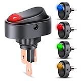 Nilight 5PCS LED Lighted Rocker Switch 12V Illuminated ON Off Toggle Switches 30A 3Pin SPST Oval Shaped 12mm Hole Red Yellow Blue Green for Car Truck RV Motorcycles Marine Boats