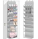 MISSLO Clear Over the Door Shoe Organizer Large Deep Pockets Hanging Shoe Rack for Closet Fit 20 Pairs Shoe Holder for Sneakers Boots Storage，Grey