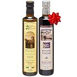 Papa Vince Extra Virgin Olive Oil & Balsamic Set - EVOO First Cold Pressed Dec 2023/24, Balsamic Vinager Aged 8-years in wood made by our family in Sicily, Italy - 16.91 oz each