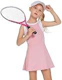 Zaclotre Girls Tennis Dress Cute Golf Outfit Sleeveless Workout Athletic Dresses with Shorts Pockets