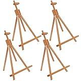 U.S. Art Supply Topanga 31" High Tabletop Wood Folding A-Frame Artist Studio Easel (Pack of 4) - Adjustable Beechwood Tripod Display Stand, Holds Up to 27" Canvas - Portable Table Desktop Holder