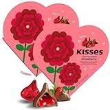 Hershey Strawberry Kisses Heart Gift Box - 2 Pack Chocolate Dipped Strawberry Milk Chocolate Candy Mother's Day Candy - 3.6 Oz Box