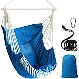 Chihee Hammock Chair Hanging Swing Max 500 Lbs 2 Cushions Included Steel Spreader Bar with Anti-Slip Grooves Portable Hanging Chair Side Pocket Large Macrame Bohemian Chair Indoor Outdoor