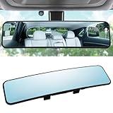 LivTee Anti Glare Rear View Mirror - 11.2'' Wide Angle Panoramic Convex Curve Mirror Clip On - Eliminates Blind Spot and Glare for Cars, SUV, Trucks