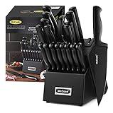 McCook® Premium Black Knife Sets,German Stainless Steel Kitchen Knives Block Set with Built-in Sharpener