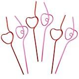 Valentine’s Day Party Supplies Straws - V-DAY Drinking Plastic Crazy Loop Straw School Favors 36Ct