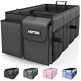 HOTOR Trunk Organizer for Car - Car Organizer, Foldable Trunk organizer for SUVs & Sedans, Sturdy Car Organization for Car Accessories, Tools, Sundries, Black, 2 Compartments, 21.3"×12.6"×10.6"