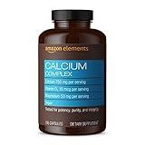 Amazon Elements Calcium Complex with Vitamin D, 250 mg Calcium (3 per Serving), Vegan, 195 Capsules (Packaging may vary), Supports Strong Bones and Immune Health