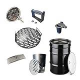 LavaLock DIY 30 Gallon Premium UDS Smoker Kit COMPLETE with DRUM, Charcoal Basket, Cooking Grate, Intake, Smoke Stack, Thermometer, Lid Handle UDS KIT