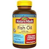 Nature Made Fish Oil Omega 3 Supplements, Omega 3 Fish Oil as Ethyl Esters 1200 mg Softgels, EPA DHA Supplement for Healthy Heart, Brain, Eye Support, One Per Day, 100 Softgels