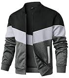 HYPESTFIT Mens Lightweight Jacket Casual Bomber Jacket Color Block Varsity Coat