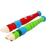 2 pcs Small Wooden Recorders for Toddlers, Colorful Piccolo Flute for Kids,Learning Rhythm Musical Instrument,Sealive Baby Early Education Music Sound Toys for Autism or Preschool Child (Random Color)