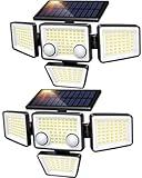 Solar Outdoor Lights - 3000LM 188 LED Motion Sensor Outdoor Lights, 4 Heads IP65 Waterproof Powered Security Flood Lights, 270°Wide Lighting Angle Wall Light with Sensors for Backyard Yard