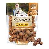 Pur Luv Dog Treats, K9 Kraves Rawhide Free Bone Dog Treat, Peanut Butter Flavor, Made with Real Peanut Butter and Chicken, 20 Count, Healthy, Easily Digestible, Long-Lasting, High Protein