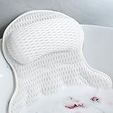 Bath Pillow Luxury Bathtub Pillow - Bath Pillows for Tub Neck and Back Support, Ergonomic Tub Pillow for Bath with 4D Air Mesh + 6 Strong Suction Cups, Great Spa Gifts Bathtub Accessories