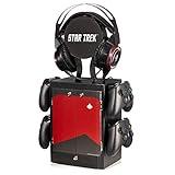 Numskull Official Red Star Trek Gaming Accessory Locker & Storage Stand – Holds 10 Games/DVDs, 4 Controllers, Headset, and Accessories – Durable & Compact Organizer – Official Star Trek Merchandise