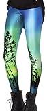 QZUnique Women's Green Tree Sky Printed Footless Elastic Sexy Tights Leggings,Green Tree,One Size