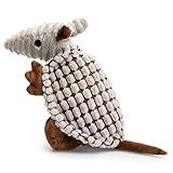 Hollypet Plush Dog Squeaky Toy Stuffed Armadillo Animal Pet Puppy Chew Toys with Clean Teeth for Small Medium Large All Breed Sizes Dogs, Gray, 8 in