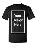 Add Your Own and Text Design Custom Personalized Adult T-Shirt Tee (X Large, Black)