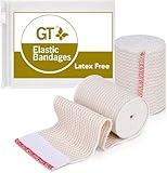 Premium Elastic Bandage Wrap (3" 2 Pack) - Hook & Loop Fasteners at Both Ends - Latex Free Hypoallergenic Compression Roll - Reusable Bandages for Waist, Legs, Elbow & Knee Wrap