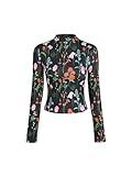 CIDER Floral Knitted Long Sleeve Top: Black, M