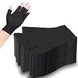 ABUDDER 24 Pairs Women Summer Fingerless Gloves - Half Finger Thin Glove Lines Touchscreen Working Driving Gloves (12, Black)