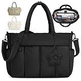 RAINSMORE Laptop Tote Bag for Women 15.6 Inch Lightweight Puffer Work Tote Bag Quilted Travel Bags with Shoulder Strap Large Computer Briefcase Teacher Nurse Bag for Casual Office Travel
