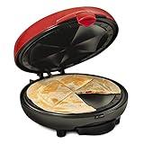 Taco Tuesday Deluxe 8-Inch 6-Wedge Electric Quesadilla Maker with Extra Stuffing Latch, Red