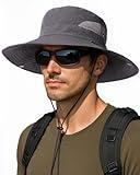 FURTALK Mens Bucket Sun Hat UPF 80+ Wide Brim Hiking Fishing Beach Outdoor Hats Dark Grey