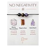 BOHO GARDEN Healing Crystal Bracelet for Removing Negativity - Spiritual Beaded Bracelets - 3 Real Natural Gem Stones, Adjustable 3-9.7” Rope - Gemstone Jewelry for Men, Women, Teens (13+) - 8mm Bead