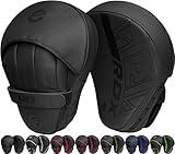 RDX Boxing Pads Curved Focus Mitts, Maya Hide Leather Kara Hook and jab Training Pads, Adjustable Strap Ventilated, MMA Muay Thai Kickboxing Coaching Martial Arts Punching Hand Target Strike Shield