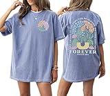 Christian Oversized Shirt for Women Faith Bible Verse Graphic Tee Top Vacation Summer Casual Boho Wildflowers T Shirt(XX-Large,Blue)