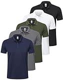 ZENGVEE 5 Pack Polo Golf T Shirts for Men Dri Short Sleeve Collared Sport Work Athletic True Tees Classic Collar Tshirts Camisas Hombre Polocher Moisture Wicking 0428 Black GGN White XL