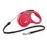 FLEXI New Classic Cord Retractable Dog Leash for Small Dogs up to 26 lbs. – 16 ft., Red | Tangle-Free Pet Walking Leash with One-Handed Brake, Pause, Lock | German Quality Product