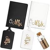 5 Pcs Mr and Mrs Passport Holder Cover Travel Luggage Tag Honeymoon Couple Gift
