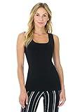 Rekucci Women's Travel in Style Essential Soft Knit Scoop Neck Sleeveless Top (Large, Black)