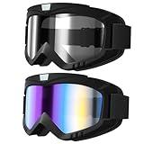 Dirt Bike Goggles, Motorcycle Goggles, 2 Pack ATV, Ski, Windproof Glasses for Adults Men Women Youth