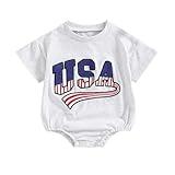 Kutersbabi 4th of July Baby Outfit USA Newborn Baby Girl One Piece Romper Jumpsuits Bodysuit Toddler Baby Summer Clothes (Grey USA, 3-6 Months)