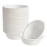 ECOLipak 150 Pack 12 oz Paper Bowls Disposable, Heavy-Duty Biodegradable Compostable Bowls Made of Natural Sugarcane Bagasse, Suitable for Salad, Dessert, Milk, Cereals