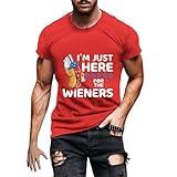 Im here for The Wieners Shirt Men Hot Dog 4th of July Shirt Funny Patriotic Plus Size Short Sleeve Tee T-Shirts Independence Memorial Day Fourth of July T-Shirt Clothes for Men 2024 Red XX-Large