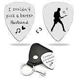 LRUIOMVE Gifts for Husband Funny Stainless Steel Guitar Picks with Cowhide Leather Case - I Couldn't Pick a Better Husband, for Husband Musician Guitar Player Family Birthday Christmas Gift