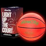 GlowCity Glow in The Dark Basketball for Teen Boy - Glowing Red Basket Ball, Light Up LED Toy for Night Ball Games - Sports Stuff & Gadgets for Kids Age 8 Years Old and Up. Great Gift for Boys & Girls