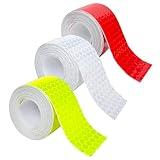 3 Rolls Reflective Tape Outdoor Waterproof, Reflective Warning Tape, Trailer Reflectors, Safety Reflective Strips, Nighttime Reflective Stickers, for Car Bike Baby Stroller Helmet, 1 Inch x 30 Ft