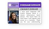 Crohn's Disease Medical ID with Photo, Emergency Contact Details, and Restroom Access Request - Designed and Printed in The USA