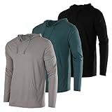 3 Pack: Men’s Cotton Lightweight Hoodie Long Sleeve Hooded T Shirt Sweatshirt French Terry Casual Performance Active Athletic Workout Gym Quick Dry Fit Jersey Pullover UPF 50 Outdoor- Set 11, XL