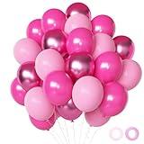 Pink Balloons Metallic Pink Balloon, 50Pcs 12Inch Hot Pink Chrome Pink Latex Balloons Light Pink Balloon and Dark Magenta Pink Balloons for Adult Occasions Party Events Decorations